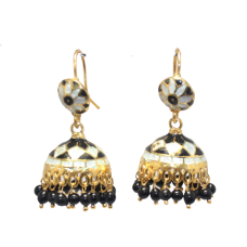 Jhumki Jhumka Earrings Silver 925 Sterling Enamel Meena Gold Rhodium Tribal Onyx Bead Stone Handmade Gift Women E275